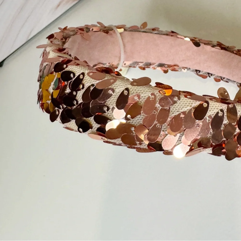 Piper K Rose Gold Sequin Headband NWT Glam Sparkle Bling Hair Accessory